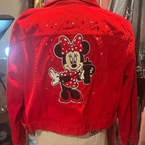 Red Jean Jacket with Character Design